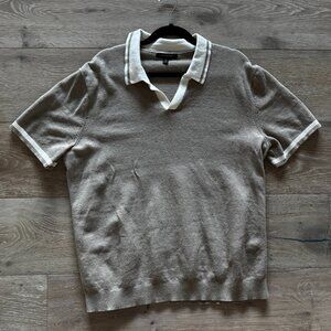 Banana Republic Johnny Collar Polo Taupe/White XL X-Large $79